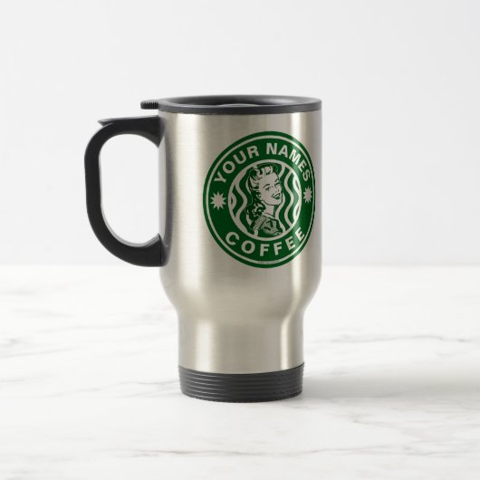 Emblème Vert Personnalisé Logo Café Boutique Mug (Gauche)