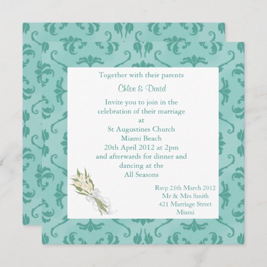 EMBOSS ÉLÉGANT IMPRIMER FAIRE-PART DE MARIAGE VERT (Devant / Derrière)