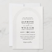 Embossed Arch Minimalist Elegant QR Code Wedding Kaart (Voorkant)