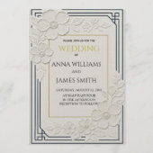 Embossed Art Deco Floral Wedding Kaart (Voorkant)