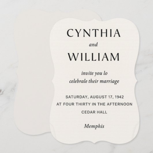 Embossed Cutout - Wedding Invitation (Devant / Derrière)