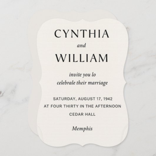 Embossed Cutout - Wedding Invitation Kaart (Voorkant / Achterkant)
