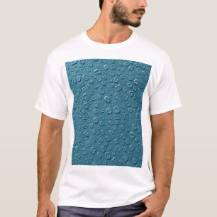 Embossed digitale druppeltjes op blauw oppervlak t-shirt