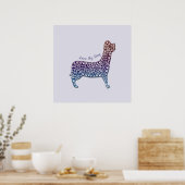Embossed Indigo Gradient Paw Print Dog Outline (Keuken)
