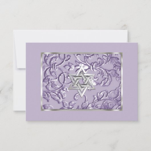 Embossed Look Damask Lavender et Star RSVP (Devant)