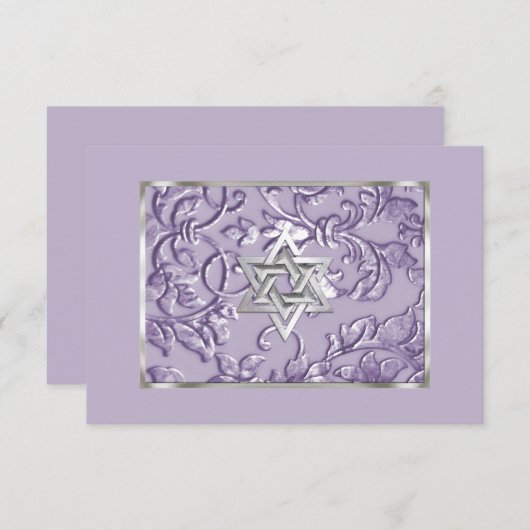 Embossed Look Damask Lavender et Star RSVP (Devant / Derrière)