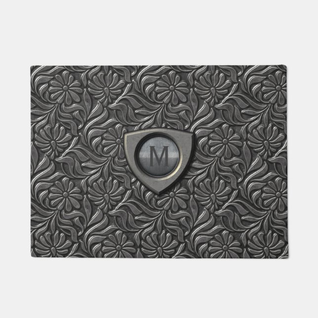 Embossed Metal Shield Monogram ID139 Deurmat (Voorkant)