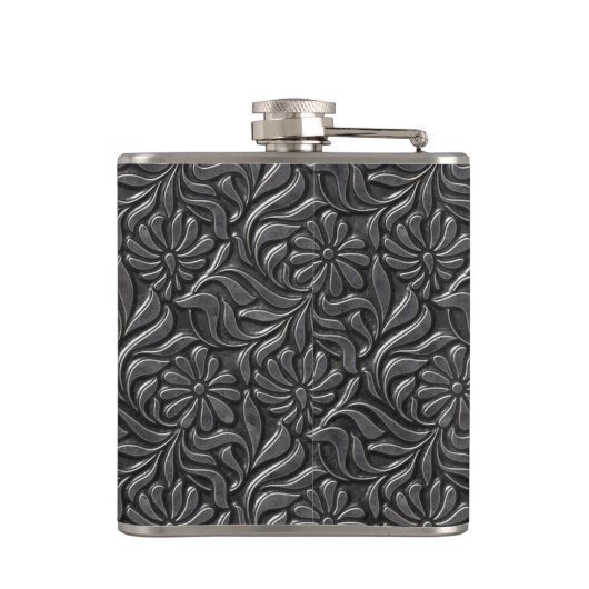 Embossed Metal Shield Monogram ID139 Heupfles (Achterkant)