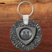 Embossed Metal Shield Monogram ID139 Sleutelhanger (Voorkant)
