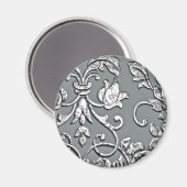 Embossed Metallic Damask Silver Magneet (Voorkant / Achterkant)