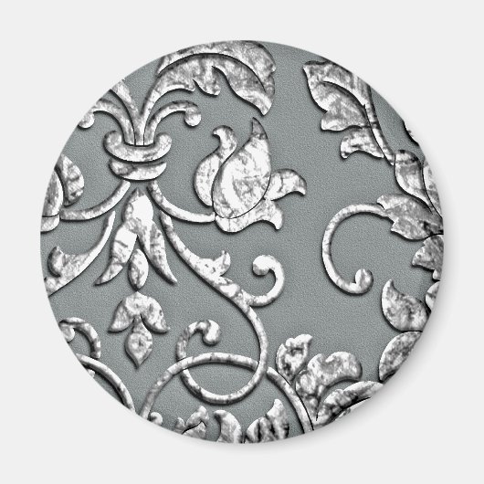 Embossed Metallic Damask Silver Magneet (Voorkant)