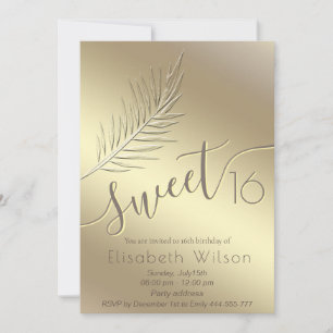 Embossed palm minimalistisch gouden script zoet 16 kaart