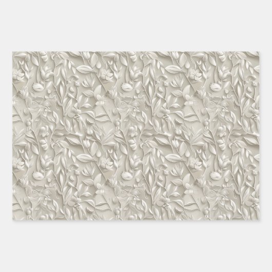 Embossed Shades of Off White Inpakpapier Vel (Voorkant 3)