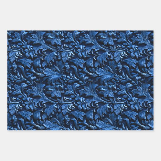 Embossed Shades of Royal Blue Inpakpapier Vel (Voorkant)