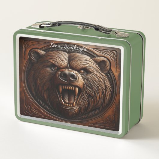 Embossed Wilderness: Roaring Grizzly in het leer (Achterkant)