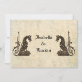 Embossés Look Dragons Goth Wedding Invitations (Dos)