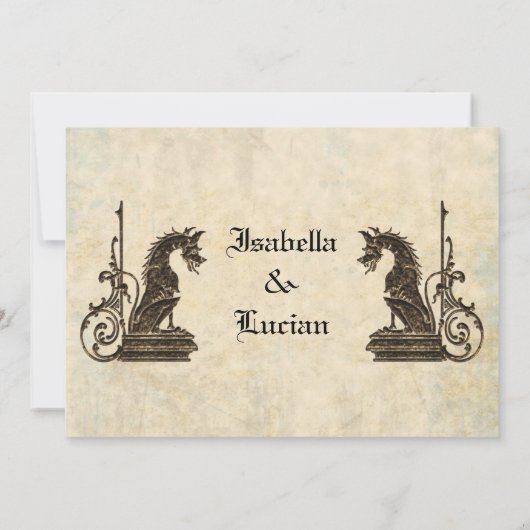 Embossés Look Dragons Goth Wedding Invitations (Dos)