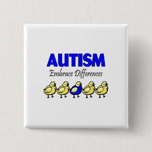 Embrace Autism (Eenden) Vierkante Button 5,1 Cm