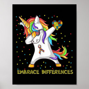 Embrace Difference Unicorn Dabbing Puzzle Autism Poster