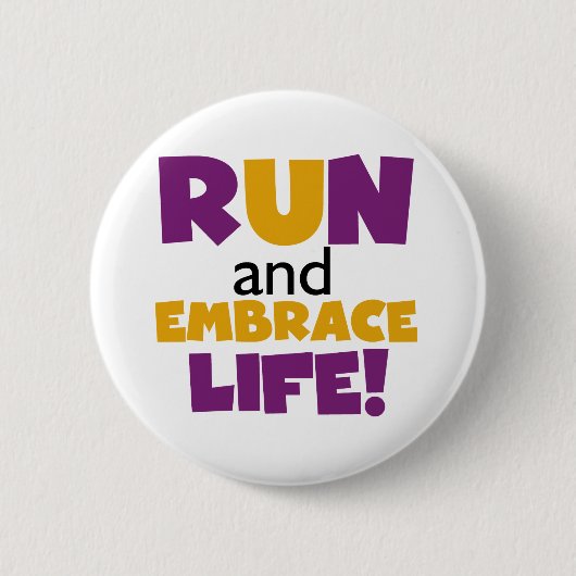 Embrace Life Paars Yellow Ronde Button 5,7 Cm (Voorkant)