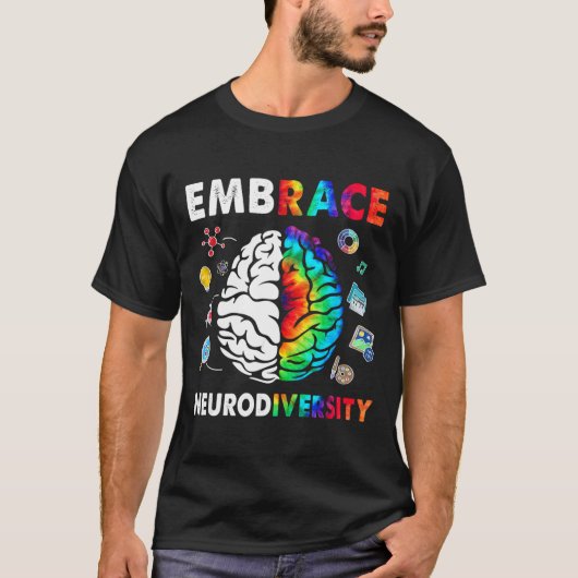 Embrace Neurodiversity Brain Embrace Adhd Autisme T-shirt (Voorkant)
