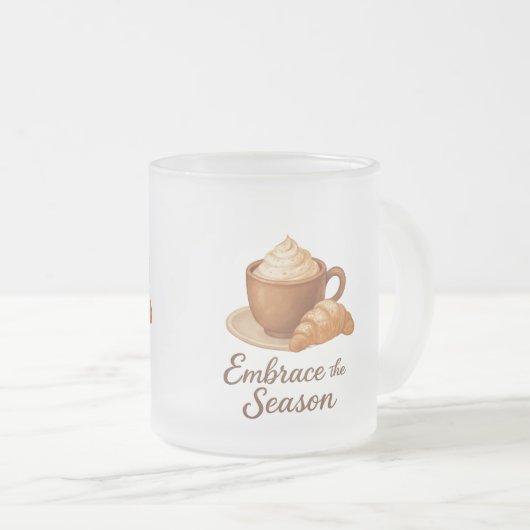 Embrace This Season Frosted Mug – Cozy Cocoa Café (Devant droit)