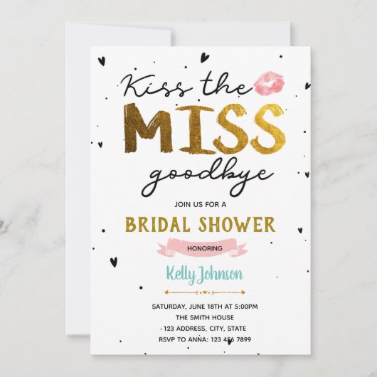 Embrasse la carte de douche pour mariée (Devant)