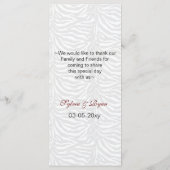 embrasser et moustache zèbre rayures menu mariage (Dos)