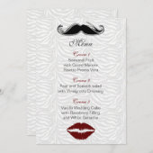 embrasser et moustache zèbre rayures menu mariage (Devant / Derrière)