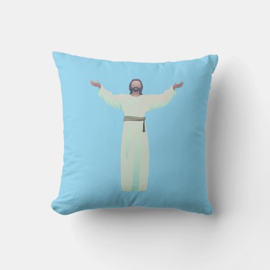 Embrassez Jésus - Coussin en bleu clair (Recto)