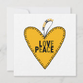 Embrodering Liefde & Vrede ・ Geel ・ Feestdagenkaart (Voorkant)