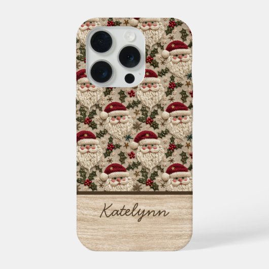 Embroidered 3D Santa Phone Case | Personalized iPhone Hoesje (Achterkant)