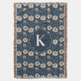 Embroidered Daisy Denim Blanket | Monogram Deken
