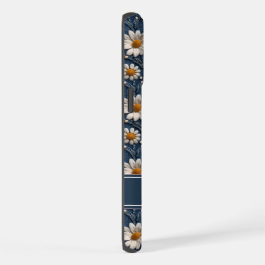 Embroidered Daisy Denim Phone Case with Name iPhone Hoesje (Rechterkant)