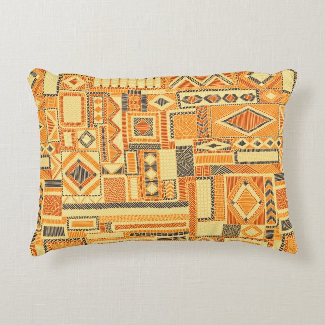 Embroidered seamless patchwork pattern. Bohemian o Accent Kussen (Voorkant)