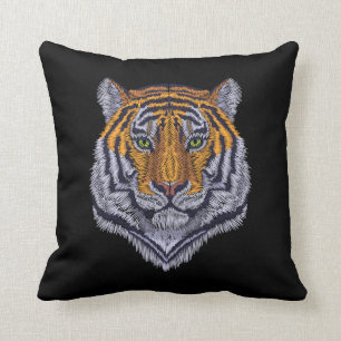 Embroiderig design - Tiger Head zwart Kussen