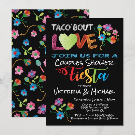 Embroidery Taco'bout Love koppels douche Kaart (Voorkant / Achterkant)