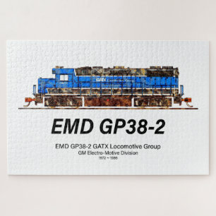 EMD GP38-2 Diesel Locomotive GATX blauw en wit Legpuzzel