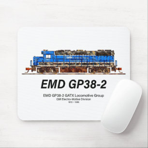 EMD GP38-2 Diesel Locomotive GATX blauw en wit Muismat