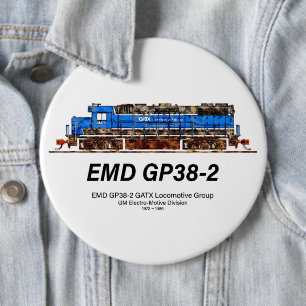 EMD GP38-2 Diesel Locomotive GATX blauw en wit Ronde Button 6,0 Cm