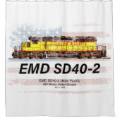 EMD SD40-2 Diesellocomotief. Amerikaanse vlag Douchegordijn (Voorkant)
