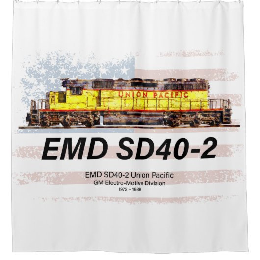 EMD SD40-2 Diesellocomotief. Amerikaanse vlag Douchegordijn (Voorkant)