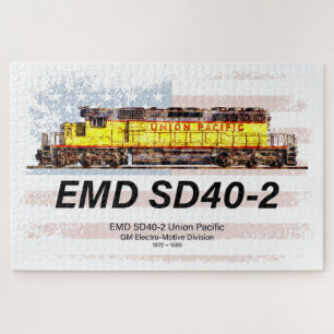 EMD SD40-2 Diesellocomotief. Amerikaanse vlag Legpuzzel