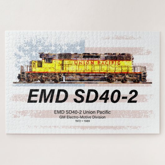 EMD SD40-2 Diesellocomotief. Amerikaanse vlag Legpuzzel (Horizontaal)