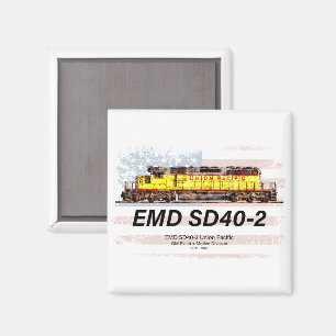 EMD SD40-2 Diesellocomotief. Amerikaanse vlag Magneet