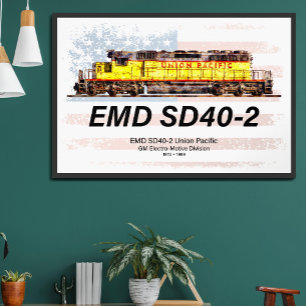 EMD SD40-2 diesellocomotief. Amerikaanse vlag Poster