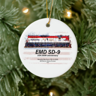 EMD SD-9-locomotief USA 250e verjaardagsuitvoering Keramisch Ornament