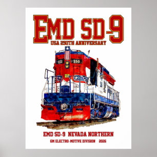 EMD SD-9 USA 250th Verjaardag Heritage Locomotief Poster