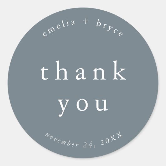 EMELIA Boho Navy Rustiek Eenvoudige Huwelijk Dank Ronde Sticker (Voorkant)