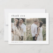 EMELIA Flat Neutral White Black 2 foto bruiloft Bedankkaart (Voorkant)